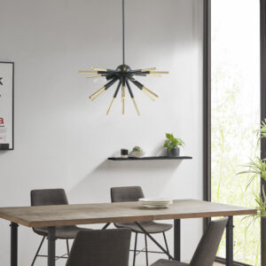 Ely 3-Light Spiked Chandelier in Matte Black /Gold From INK+IVY