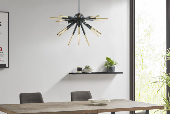 Ely 3-Light Spiked Chandelier in Matte Black /Gold From INK+IVY