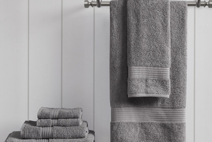 Organic 6 Piece Organic Cotton Towel Set in Charcoal From Madison Park