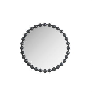 Marlowe 27" Medium Decorative Round Wall Mirror with Beaded Metal Frame in Black From Madison Park Signature