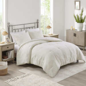 Orly 3 Piece Tufted Woven Comforter Set in Ivory From Madison Park