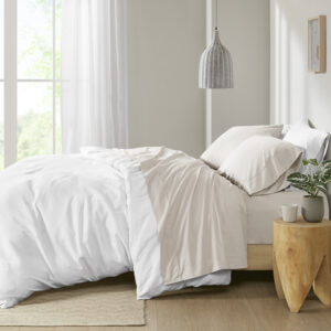 Peached Percale 200 Thread Count Relaxed Cotton Percale Sheet Set in Ivory From Madison Park