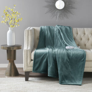 Plush Heated Throw in Teal From Serta