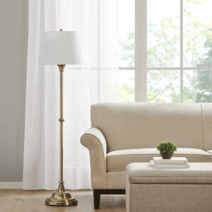 Athena Floor Lamp 59"H in Antique Brass From Martha Stewart