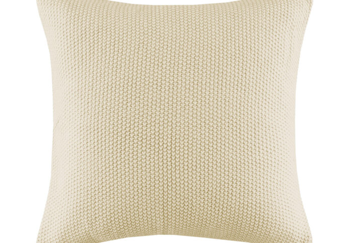 Bree Knit Square Pillow Cover in Ivory From INK+IVY