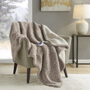 Marbled Sherpa Heated Throw in Grey From True North by Sleep Philosophy