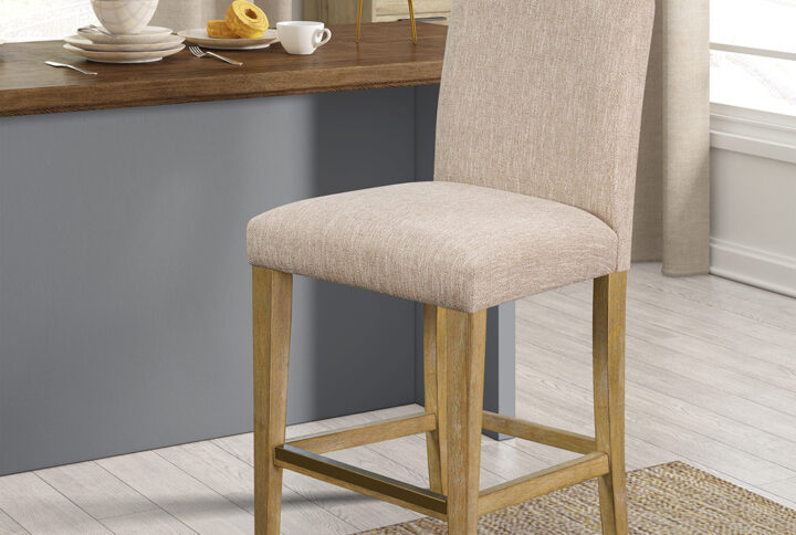 Connor Upholstered Counter stool 25"H in Tan From Martha Stewart