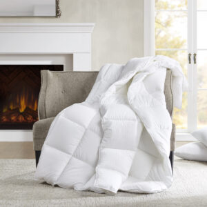 Signature Dobby Cotton Down Alternative Comforter in White From Croscill