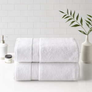 800gsm 100% Cotton Bath Sheet Antimicrobial 2 Piece Set in White From Madison Park Signature