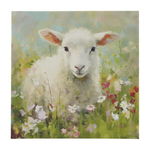 Sunshine Animals Lamb Canvas Wall Art in Lamb/Green Multi From Madison Park