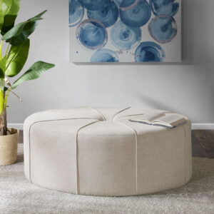 Ferris Oval Ottoman in Cream From Madison Park