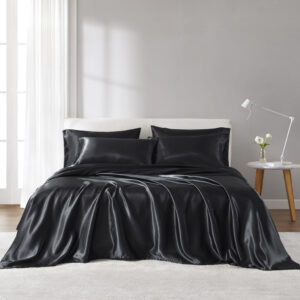 Satin Luxury Sheet Set in Black From Madison Park Essentials