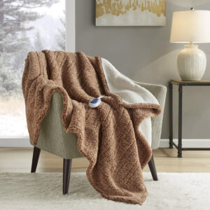 Marbled Sherpa Heated Throw in Brown From True North by Sleep Philosophy