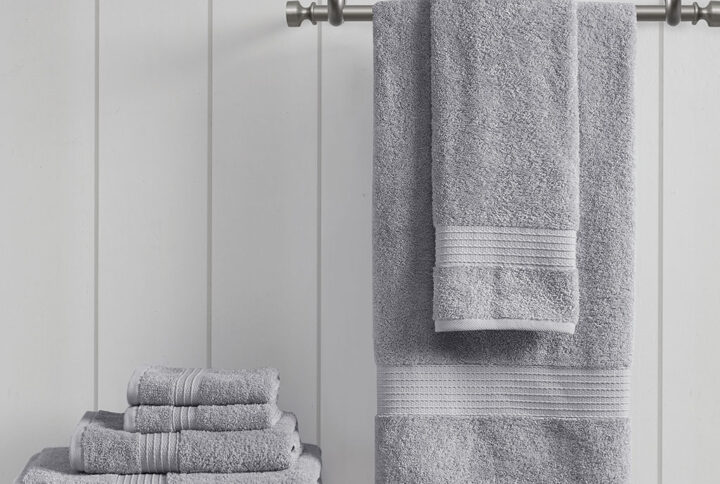 Organic 6 Piece Organic Cotton Towel Set in Grey From Madison Park