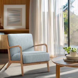 Novak Novak Mid-Century Modern Accent Armchair in Light Blue From INK+IVY