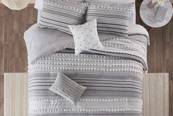 Calum Cotton Duvet Cover Set in Grey From Urban Habitat