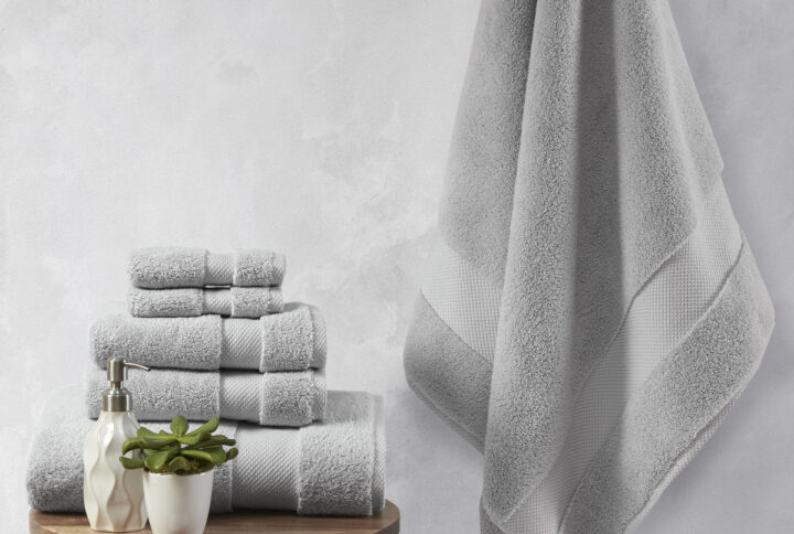 Splendor 1000gsm 100% Cotton 6 Piece Towel Set in Grey From Madison Park Signature