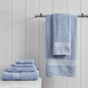 Organic 6 Piece Organic Cotton Towel Set in Blue From Madison Park