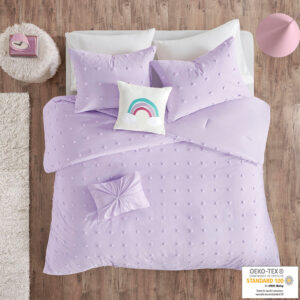 Callie Cotton Jacquard Pom Pom Comforter Set in Lavender From Urban Habitat Kids