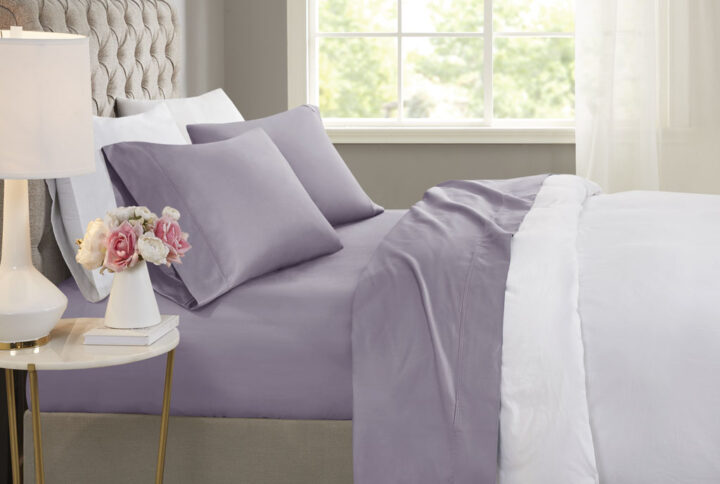 600 Thread Count Cooling Cotton Blend 4 PC Sheet Set in Purple From Beautyrest