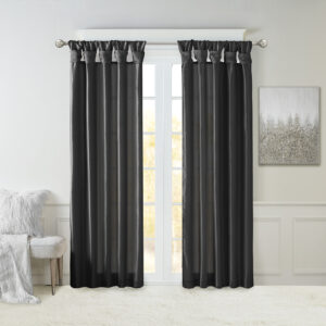 Emilia Twist Tab Lined Window Curtain Panel in Black From Madison Park