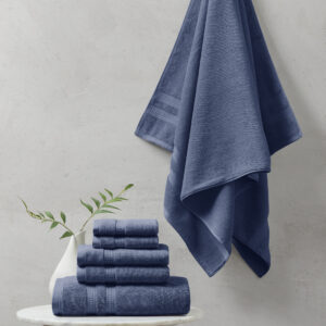 Plume 100% Cotton Feather Touch Antimicrobial Towel 6 Piece Set in Navy From Beautyrest