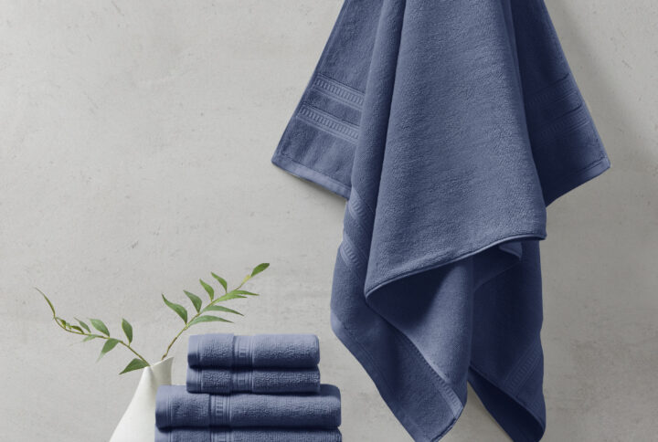 Plume 100% Cotton Feather Touch Antimicrobial Towel 6 Piece Set in Navy From Beautyrest