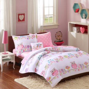 Wise Wendy Owl Comforter Set with Bed Sheets in White From Mi Zone Kids