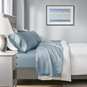 1000 Thread Count HeiQ Smart Temperature Cotton Blend 4 PC Sheet Set in Blue From Beautyrest