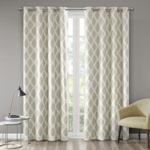 Blakesly Printed Ikat Blackout Curtain Panel in Taupe From SunSmart