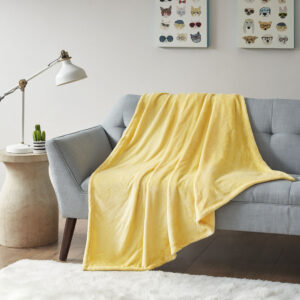 Microlight Plush Oversized Throw in Yellow From Intelligent Design