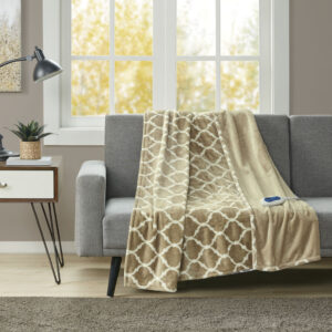 Heated Ogee Throw in Tan From Beautyrest