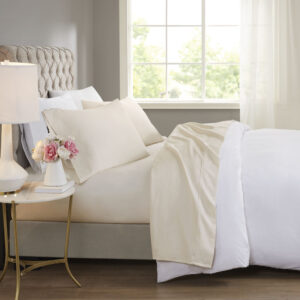 600 Thread Count Cooling Cotton Blend 4 PC Sheet Set in Ivory From Beautyrest