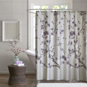 Holly Cotton Shower Curtain in Purple From Madison Park