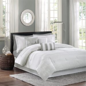 Hampton 7 Piece Jaquard Comforter Set in White From Madison Park