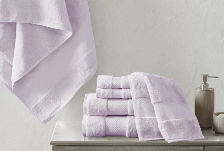 Turkish Cotton 6 Piece Bath Towel Set in Lavender From Madison Park Signature