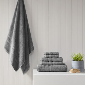 Aegean 100% Turkish Cotton 6 Piece Towel Set in Charcoal From 510 Design