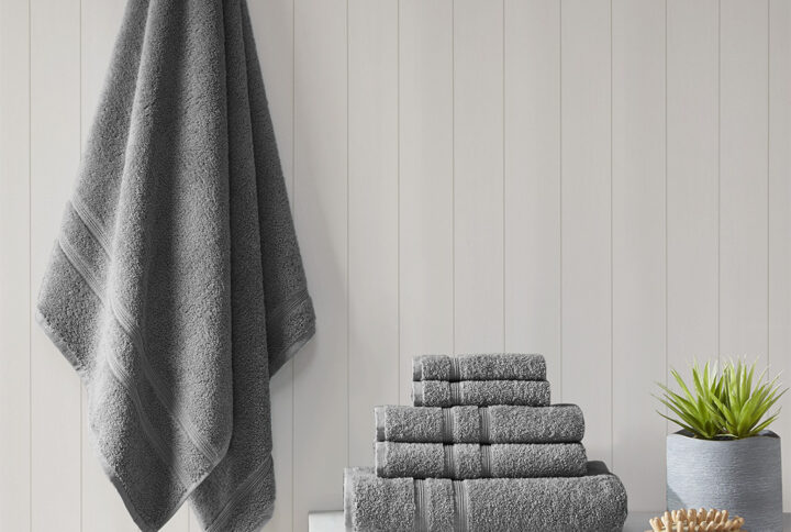 Aegean 100% Turkish Cotton 6 Piece Towel Set in Charcoal From 510 Design