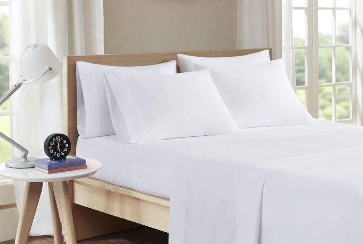 Microfiber Sheet Set with Side Storage Pockets in White From Intelligent Design