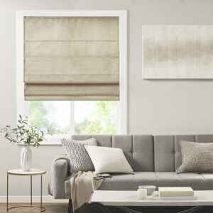 Como Printed Faux Silk Room Darkening Cordless Roman Shade in Taupe From Madison Park