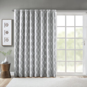 Blakesly Printed Ikat Blackout Patio Curtain in Grey From SunSmart