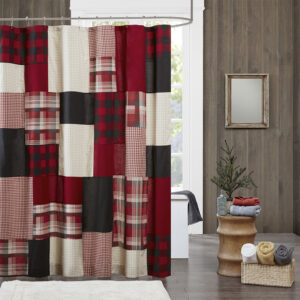 Sunset 100% Cotton Shower Curtain in Red From Woolrich