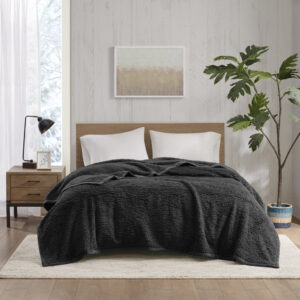 Burlington Berber Blanket in Black From Woolrich