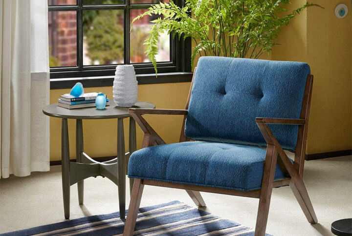 Rocket Lounge Chair in Blue/Pecan From INK+IVY