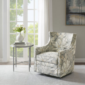 Alana Curve Back Swivel Glider Chair in Blue Multi From Madison Park