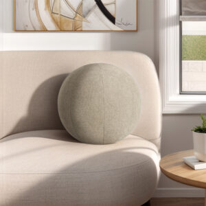 Laguna Solid Round Ball Pillow in Light Taupe From Chapel Hill