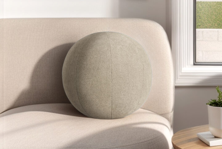 Laguna Solid Round Ball Pillow in Light Taupe From Chapel Hill