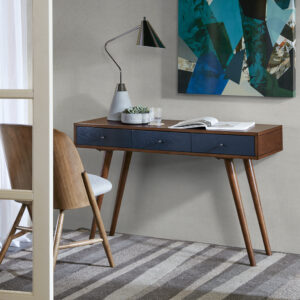 Rigby 3 Drawer Writing Desk in Pecan/Blue From Madison Park