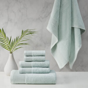 Nuage Cotton Tencel Blend Antimicrobial 6 Piece Towel Set in Seafoam From Beautyrest