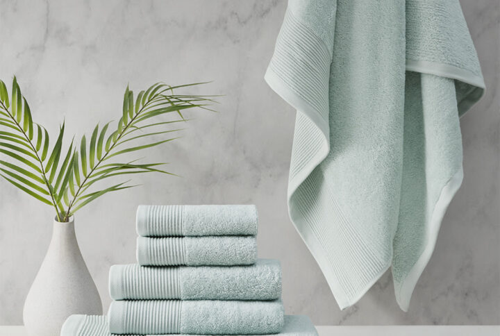 Nuage Cotton Tencel Blend Antimicrobial 6 Piece Towel Set in Seafoam From Beautyrest